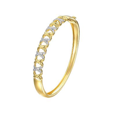 18k Gold Over Sterling Silver 1/3 Carat T.W. "X" Drop Bracelet