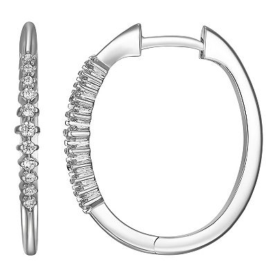 Diamond Hoop Earrings Rhodium on Sterling Silver 1/10 ctw Diamond Hoop Earrings Rhodium on Sterling Silver 1/10 ctw