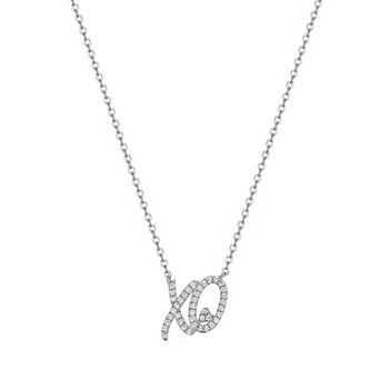 Classic Treasures Rhodium-Plated Sterling Silver 1/5 Carat T.W Diamond "X & O" Necklace