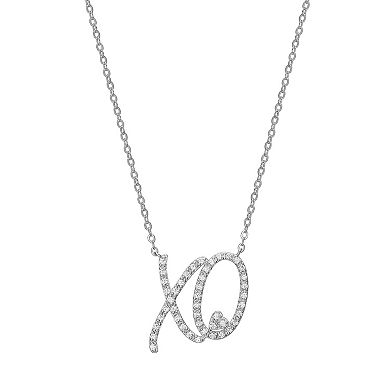 Classic Treasures Rhodium-Plated Sterling Silver 1/5 Carat T.W Diamond "X & O" Necklace
