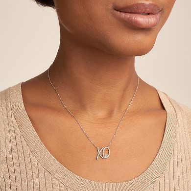 Classic Treasures Rhodium-Plated Sterling Silver 1/5 Carat T.W Diamond "X & O" Necklace