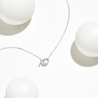 Classic Treasures Rhodium-Plated Sterling Silver 1/5 Carat T.W Diamond "X & O" Necklace