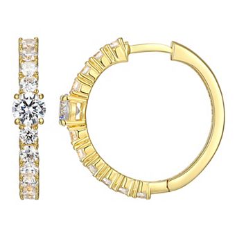 Classic Treasures 18k Gold Over Sterling Silver Lab-Created Moissanite Hoop Earrings