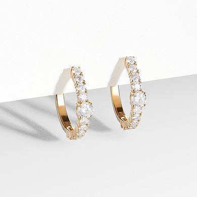 Classic Treasures 18k Gold Over Sterling Silver Lab-Created Moissanite Hoop Earrings