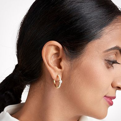 18k Gold Over Sterling Silver Lab-Created Moissanite Hoop Earrings