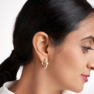Classic Treasures 18k Gold Over Sterling Silver Lab-Created Moissanite Hoop Earrings