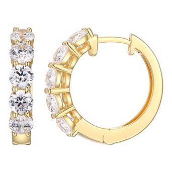 Classic Treasures 18k Gold Over Sterling Silver Lab-Created Moissanite Hoop Earrings