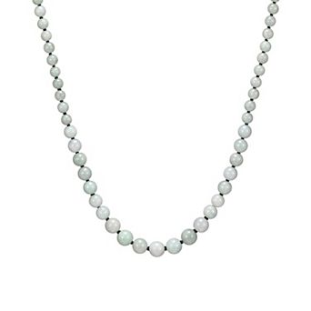 Dynasty Jade Rhodium-Plated Sterling Silver Jade Graduated Bead Necklace