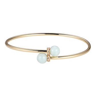 Dynasty Jade 18k Gold Over Sterling Silver Jade & Lab-Created White Sapphire Cuff Bracelet