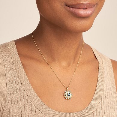 18k Gold Over Sterling Silver Lab-Created Opal With Swiss Blue Topaz & Peridot Pendant Necklace