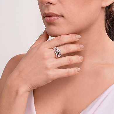 18k Rose Gold Over Sterling Silver Tourmaline With Citrine & White Topaz Ring