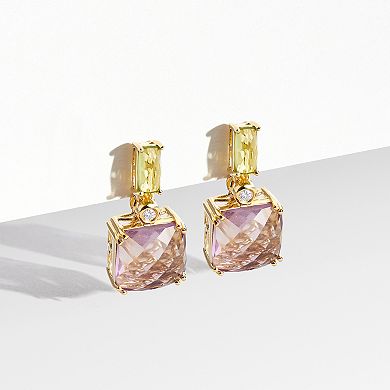 Classic Treasures 18k Gold Over Sterling Silver Amethyst and Peridot Drop Earrings
