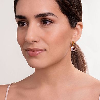 Classic Treasures 18k Gold Over Sterling Silver Amethyst and Peridot Drop Earrings