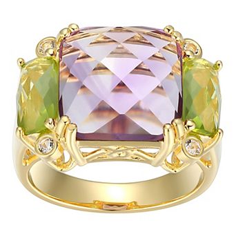 Classic Treasures 18k Gold Over Sterling Silver Amethyst & Peridot Ring