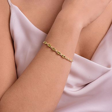 Classic Treasures 18k Gold Over Sterling Silver Peridot and Diamond Accent "X" Bracelet
