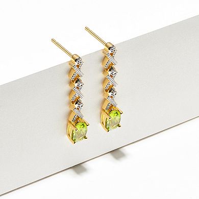Classic Treasures 18k Gold Over Sterling Silver Peridot and Diamond Accent "X" Drop Earrings