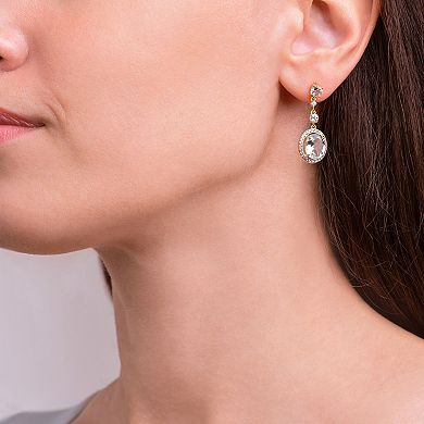 18k Gold Over Sterling Silver Green Amethyst & Lab-Created White Sapphire Drop Earrings