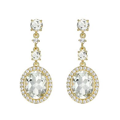 18k Gold Over Sterling Silver Green Amethyst & Lab-Created White Sapphire Drop Earrings