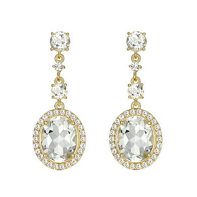 Classic Treasures 18k Gold Over Sterling Silver Green Amethyst & Lab-Created White Sapphire Drop Earrings