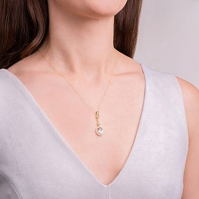 Classic Treasures 18k Gold Over Sterling Silver Green Amethyst & Lab-Created White Sapphire Drop Pendant Necklace