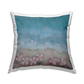 Stupell Home Decor Ocean Shore Beach Umbrellas Throw Pillow
