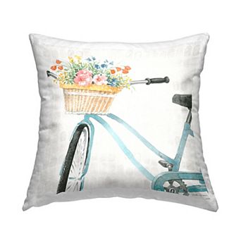 Stupell Home Decor Bicycle With Flower Basket Throw Pillow