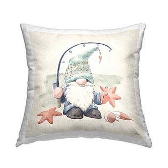 Stupell Home Decor Summer Beach Fishing Gnome Decorative Throw Pillow