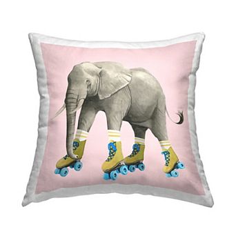 Stupell Home Decor Quirky Elephant Roller Skating Decorative Throw Pillow