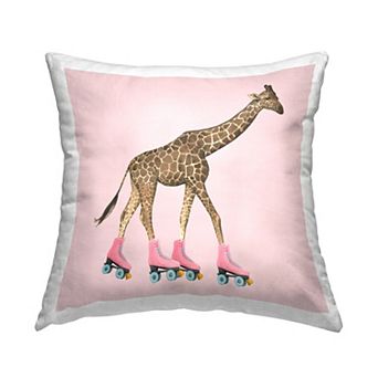 Stupell Home Decor Funny Giraffe Wearing Roller Skates Decorative Throw Pillow