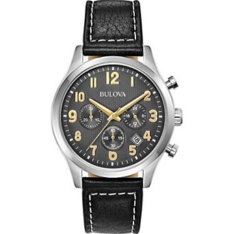 Bulova Men's Classic Chronograph Leather Watch - 96B302