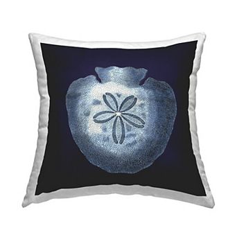 Stupell Home Decor Distressed Navy and White Sand Dollar Decorative Throw Pillow