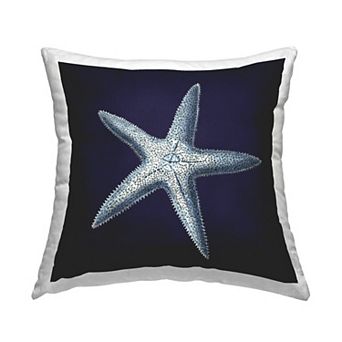 Stupell Home Decor Distressed Navy and White Starfish Decorative Throw Pillow