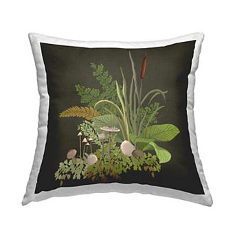 Stupell Home Decor Forest Foliage and Rustic Mushrooms Decorative Throw Pillow