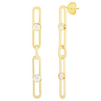 Sunkissed Sterling 14k Gold Over Silver Cubic Zirconia Link Drop Earrings