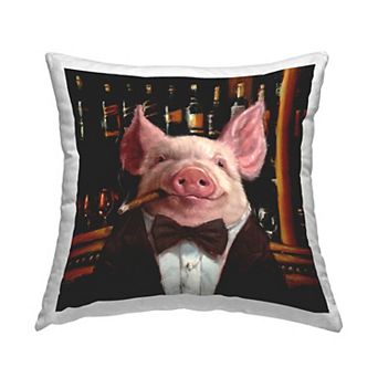 Stupell Home Decor Classy Pig at Cigar Bar Decorative Throw Pillow