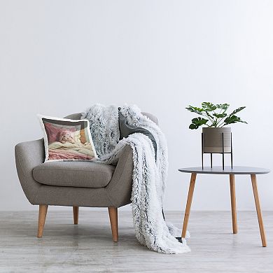 Stupell Home Decor Bunny Rabbit Resting in Bed Decorative Throw Pillow