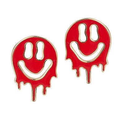 Sunkissed Sterling 14k Gold Over Silver Smiley Face Stud Earrings