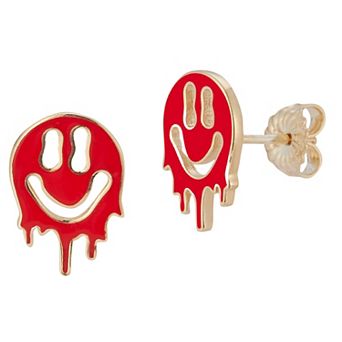Sunkissed Sterling 14k Gold Over Silver Smiley Face Stud Earrings