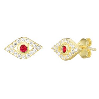 Sunkissed Sterling 14k Gold Over Silver Cubic Zirconia Eye Stud Earrings