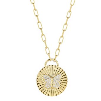 Sunkissed Sterling 14k Gold Over Silver Cubic Zirconia Butterfly Pendant Necklace