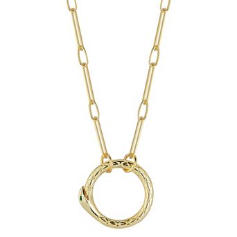 Sunkissed Sterling 14k Gold Over Silver Cubic Zirconia Ouroboros Snake Necklace