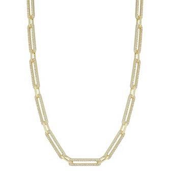 Sunkissed Sterling 14k Gold Over Silver Cubic Zirconia Link Choker Necklace