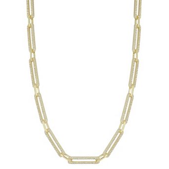 Sunkissed Sterling 14k Gold Over Silver Cubic Zirconia Link Choker Necklace