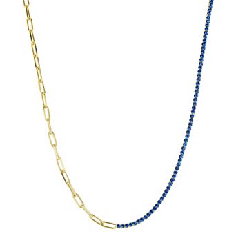 Sunkissed Sterling Sterling Silver Cubic Zirconia Tennis x Link Choker Necklace