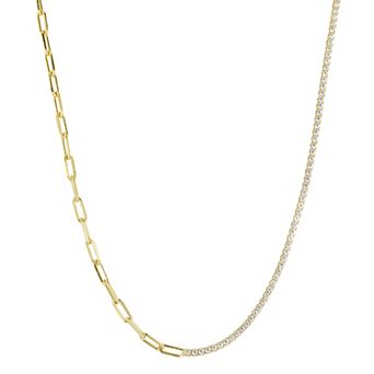 Sunkissed Sterling Sterling Silver Cubic Zirconia Tennis x Link Choker Necklace