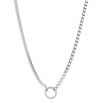 Sunkissed Sterling 14k Gold Over Silver Cubic Zirconia Curb x Snake Chain Choker
