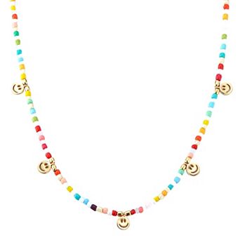Sunkissed Sterling 14k Gold Over Silver Beaded Smiley Face Choker Necklace