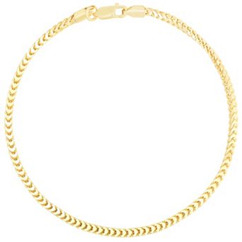 Sunkissed Sterling 14k Gold Over Silver Squared Wheat Chain Anklet