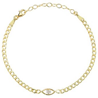 Sunkissed Sterling Sterling Silver Cubic Zirconia Evil Eye Bracelet