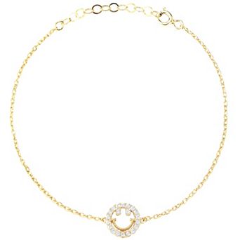 Sunkissed Sterling Sterling Silver Cubic Zirconia Smiley Face Bracelet